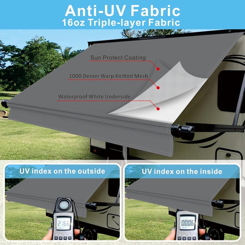 Dulepax RV Awning Fabric Replacement(17'2" Fabric) Heavy Duty 16 oz Vinyl Fabric Awning for Camper, Universal Camper Awning Replacement for All Trailer Awning Brands Grey - Image 4